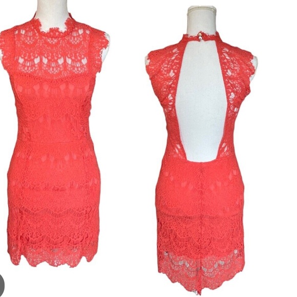 NWT FREE PEOPLE daydream lace red mini dress size small - Picture 5 of 15